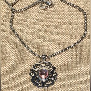 Cookie Lee Pink Crystal Necklace and Adjustable Crystal Ring
